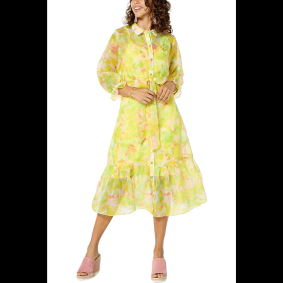 C Wonder by Christian Siriano Organza Button-Front Midi Dress Sunburst - Regular - Picture 1 of 1